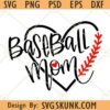 Baseball mom heart svg