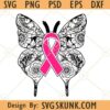 Cancer ribbon with butterfly svg