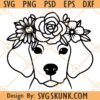 Dog with flowers svg