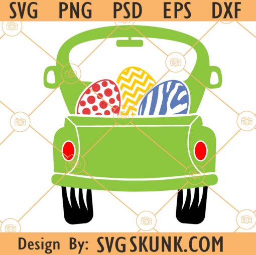 Easter truck with eggs svg