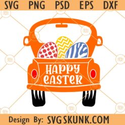 Happy Easter truck with eggs svg