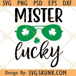 Mister lucky with clover sunglasses svg
