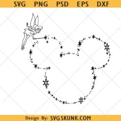 Tinkerbell Disneyworld SVG PNG, Fairy girl svg, Tinkerbell mickey head svg