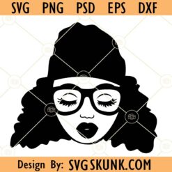 Afro woman with sunglasses and curly hair svg