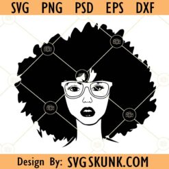 Black woman afro hair with sunglasses svg