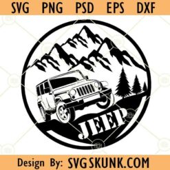Jeep mountain scene svg