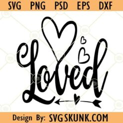 Loved with heart and arrow svg