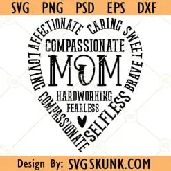 Mom heart with words svg
