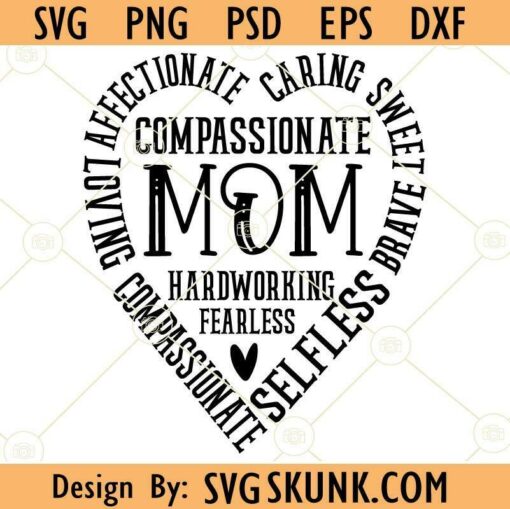 Mom heart with words svg
