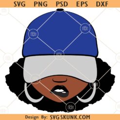Afro Lip Bite SVG, smirk svg, Afro woman cap low svg, African American svg