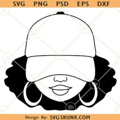 Afro Woman Cap Low SVG, African American SVG, Black Diva svg, Afro Woman svg