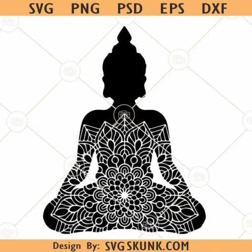 Buddha Mandala SVG, Buddha lotus mandala svg, Buddha yoga svg