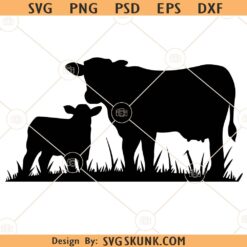 Cow with calf SVG, Cow with calf Silhouette svg, Cow with calf clipart svg