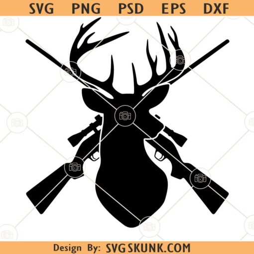 Deer head and riffles SVG, Deer Hunting clipart svg, Deer Hunting svg
