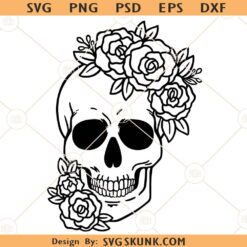 Floral skull svg, Floral Skull svg file, Flower Skull svg, gothic svg, skull with flowers svg