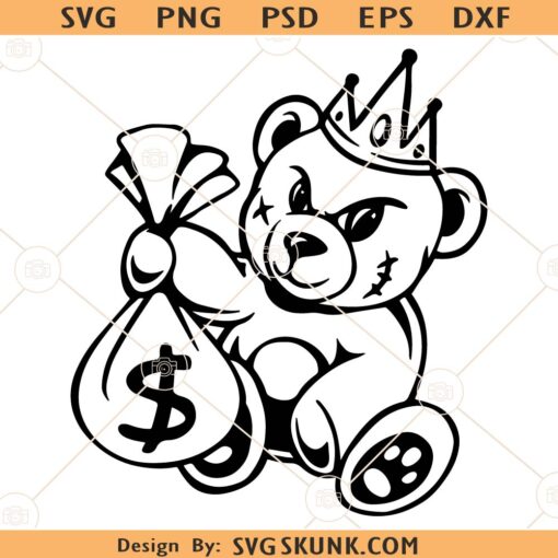 Gangster Bear SVG, Gangster Teddy Money Svg File, Gangster Animal Clipart svg
