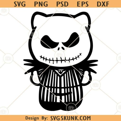 Hello kitty Jack Skellington SVG, Halloween decor svg, Halloween shirt svg