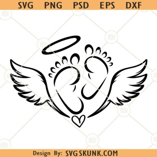 Miscarriage Baby Feet SVG, Halo svg, Angel wings svg, Angel baby svg, Pregnancy Loss svg