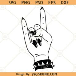 Rock hand black nails SVG, Female Rock Hands SVG, Rock on hand svg, Hand Svg