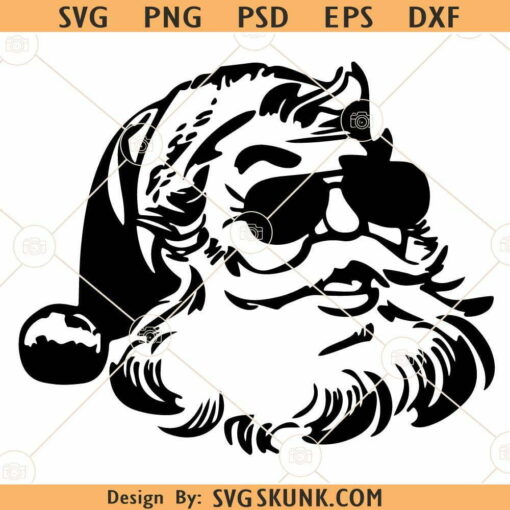 Santa with sunglasses SVG, cool Santa svg, Christmas Santa SVG, Santa head svg