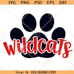 Wildcats SVG, School Spirit svg,  Wildcats Mascot svg, Paw Print svg, Game Day svg