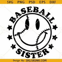 Baseball Sister smiley SVG, Little Sister Biggest Fan Svg, Baseball Svg