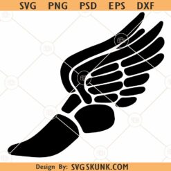 Black Winged Running Shoe SVG, Track Shoes with Wings svg, Black Winged Running Shoe Outline svg