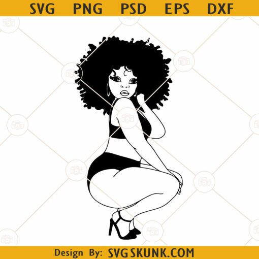 Curvy girl squatting SVG, Curvy plus size SVG, Sexy curvy woman svg