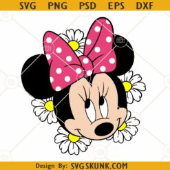 Mickey Mouse with flowers SVG, Mouse svg, Floral mouse svg, Floral mickey svg, Disneyland svg