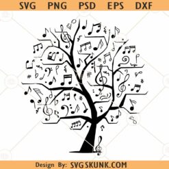 Tree with Music notes SVG, Music notes SVG, Music Tree With Notes svg, Music Tree svg