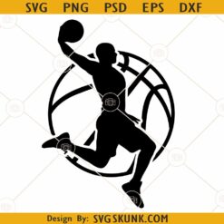 Basketball Player Ball Contour SVG, Basketball Player Against Ball Svg, Basketball Silhouette svg