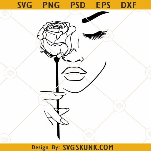 Beauty face with flower SVG, Beauty Face Svg, Woman Beauty Human Face Svg