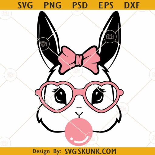 Bunny with sunglasses and bubblegum SVG, Easter bunny svg, Bunny svg, Easter svg