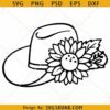 Cowboy hat with sunflower SVG, Cowboy Hat Svg, Floral Cowboy Hat with Flower Svg