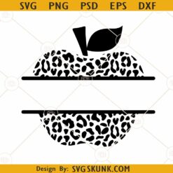 Leopard Print Apple name frame SVG