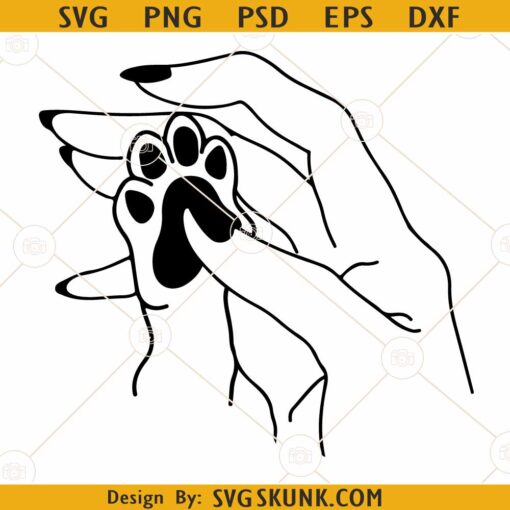 Paw and hand SVG, Hand Holding Paw svg, Hand and Paw Print svg, Paw Love SVG