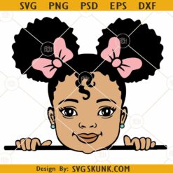 Peekaboo girl afro puff SVG, Peekaboo Svg, Cute Little Girl svg, Black Girl Svg