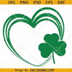 Shamrock heart svg, Clover svg, Lucky SVG, Irish SVG, St Patrick's Day svg