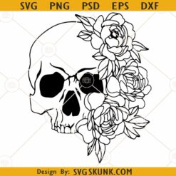 Skull with flowers SVG, Skull svg file, Flower Skull svg, Floral Skull svg file