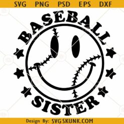 Baseball Sister smiley SVG, Baseball Sister Shirt Svg, Baseball Season Svg