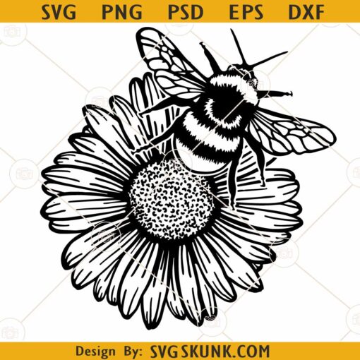 Bee and Sunflower SVG, Bee svg, Sunflower svg, Honey bee svg, sunflower png