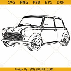 Classic Mini Car SVG, Vintage car SVG, Classic Cars SVG, Classic Mini Copper SVG