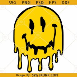 Dripping smiley face SVG, Drippy Smiley SVG, Melted smiley Face SVG