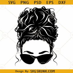 Messy Bun Hair Sunglasses SVG, Sunglasses Messy Bun SVG, Messy Bun SVG