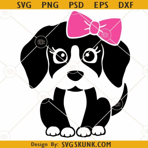 Puppy with bow SVG, Puppy SVG, Pet SVG, Dog Svg, Animal SVG