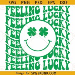 Feeling Lucky smiley SVG, St Patrick’s Day Smiley Face SVG, Shamrock SVG