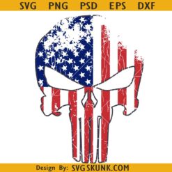 Distressed Punisher skull flag SVG