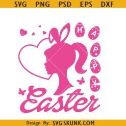 Easter Barbie girl SVG, Pink Barbie Easter SVG, Barbie Easter bunny svg