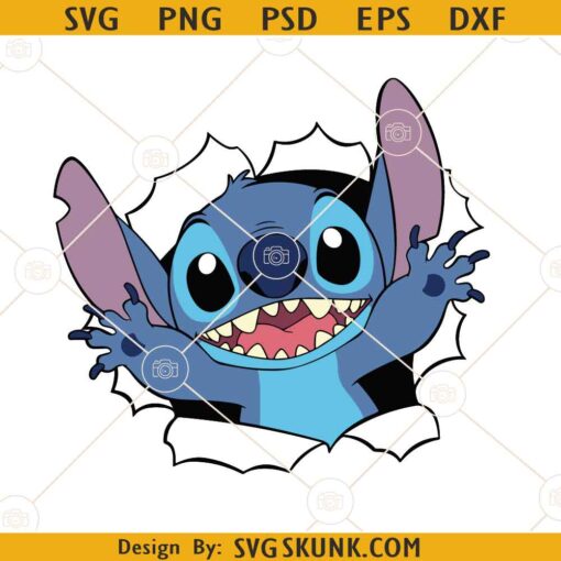 Stitch breaking out of wall SVG, Disney Stitch SVG files for cricut