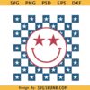 4th of July checkered smiley face SVG